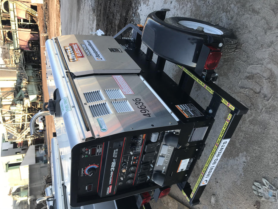2019 Lincoln Electric Vantage 322 Ready-Pak 3, Two Wheel Trailer, Fender and Light Kit, Cable Rack