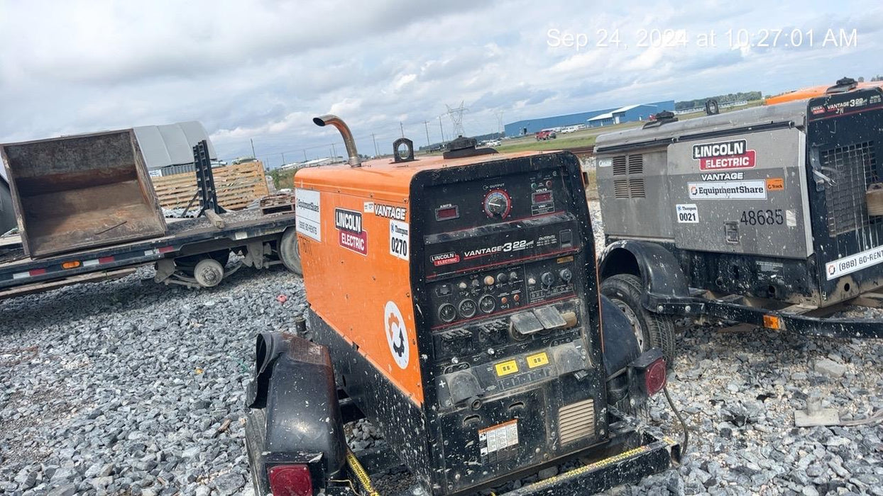 2021 Lincoln Electric Vantage 322 Vantage 322 Ready Pak 3 w/ Decals, ORANGE (includes trailer, cable rack, fender light kit) NO Telematics