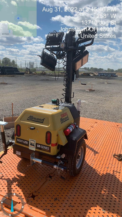 2022 Allmand NLV3GR (4) LED Light Fixture 350W, 23' Vertical Mast, 3kW Prime, Towable, Deep Sea L401, Leveling Jacks, Yanmar T4F 5.8hp