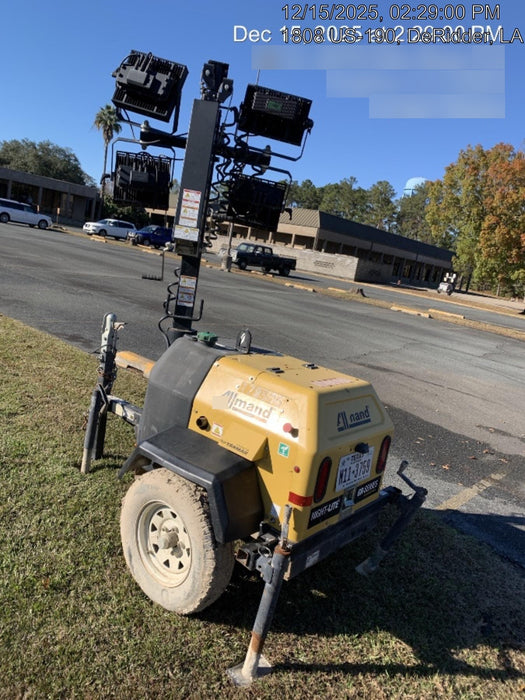 Allmand NLV3GR (4) LED Light Fixture 350W, 23' Vertical Mast, 3kW Prime, Towable, Deep Sea L401, Leveling Jacks, Yanmar T4F 5.8hp