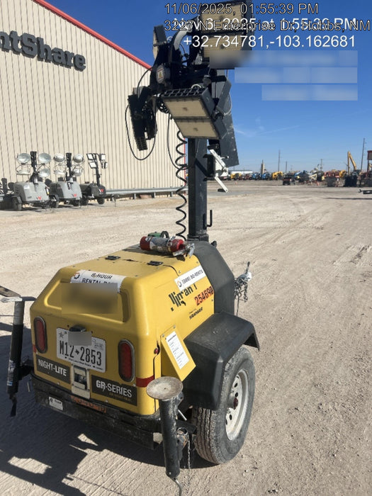 2022 Allmand NLV3GR (4) LED Light Fixture 350W, 23' Vertical Mast, 3kW Prime, Towable, ES Decals, T3