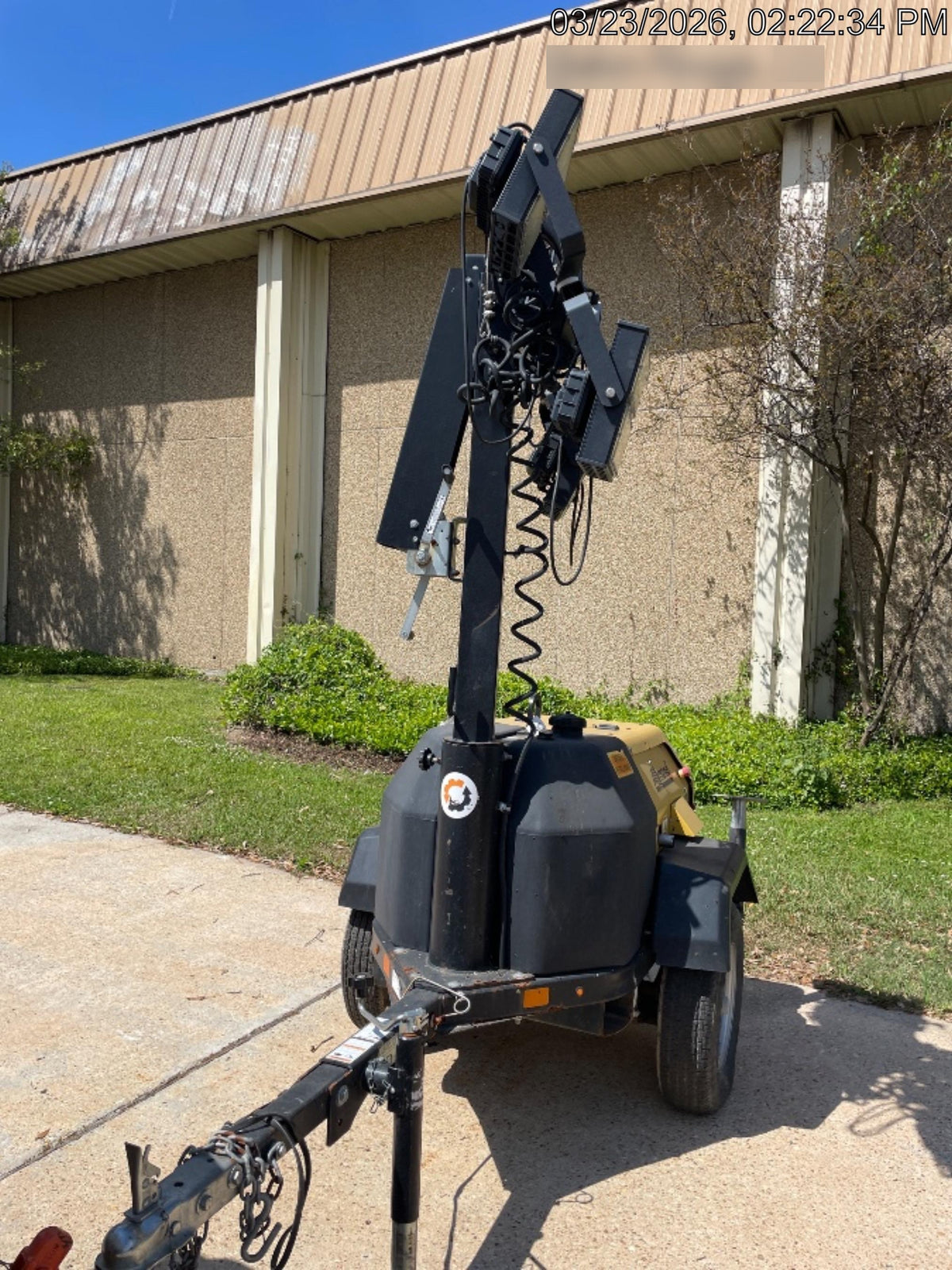 2022 Allmand NLV3GR (4) LED Light Fixture 350W, 23' Vertical Mast, 3kW Prime, Towable, Deep Sea L401, Leveling Jacks, Yanmar T4F 5.8hp