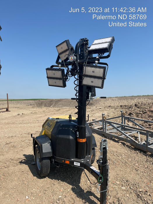 2022 Allmand NLV3GR (4) LED Light Fixture 350W, 23' Vertical Mast, 3kW Prime, Towable, ES Decals, T3