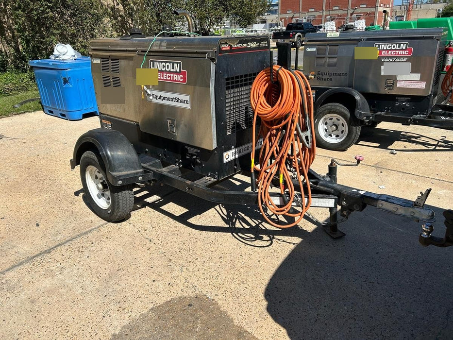2019 Lincoln Electric Vantage 322 Welder Ready-Pak 3, Two wheel trailer, Fender and Light kit, Cable Rack