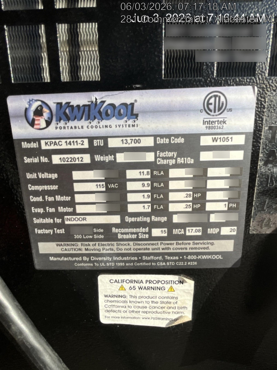 2022 KWIKOOL KPAC1411-2