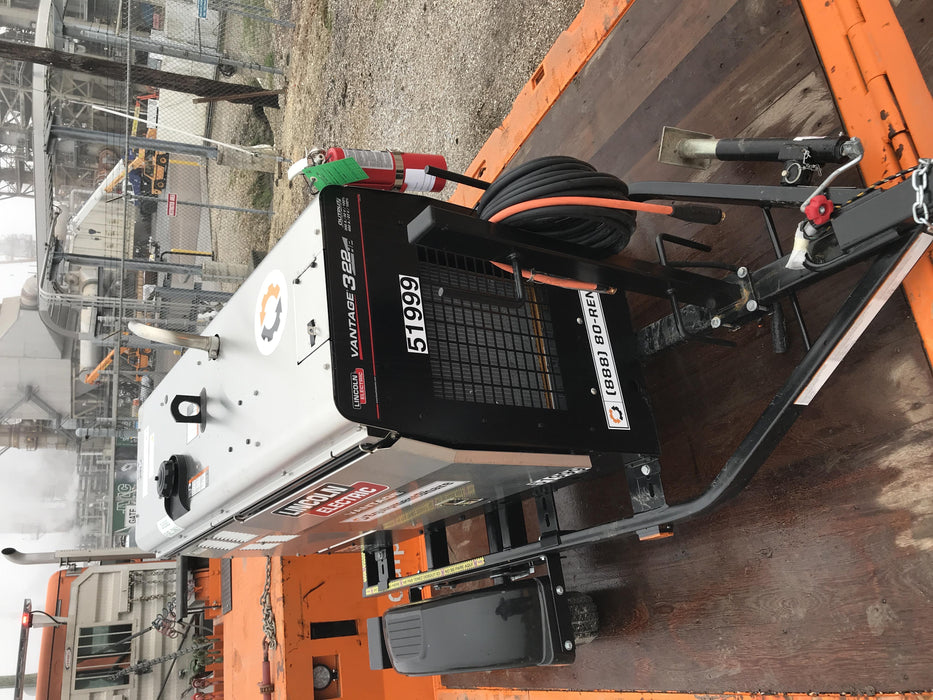2019 Lincoln Electric Vantage 322 Welder Ready-Pak 3, Two wheel trailer, Fender and Light kit, Cable Rack