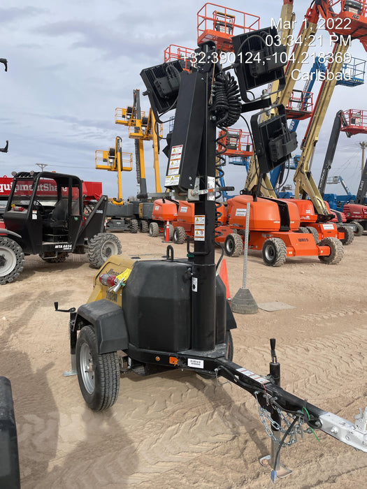 2022 Allmand NLV3GR (4) LED Light Fixture 350W, 23' Vertical Mast, 3kW Prime, Towable, Deep Sea L401, Leveling Jacks, Yanmar T4F 5.8hp