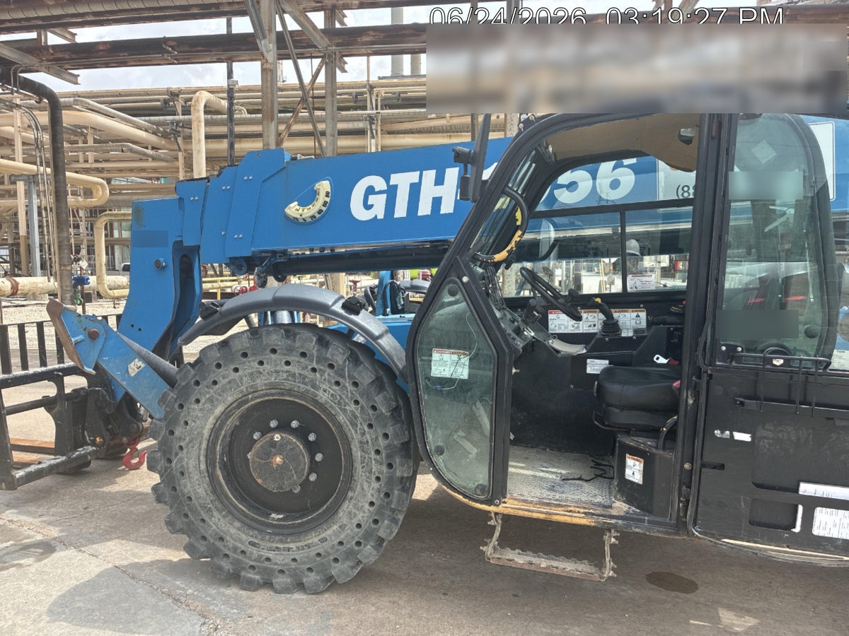 2019 Genie GTH-1056 Cab/Heat/AC, Solid RT Tires, LED Work Lights, Beacon 60" QA Carriage, 60" Forks