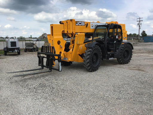 2019 JCB 510-56 Open ROPS, 74 HP, Solid Tires, Worklights, Beacon, Aux Hydraulics, Lifting Eye w/60" Carriage/60" Forks