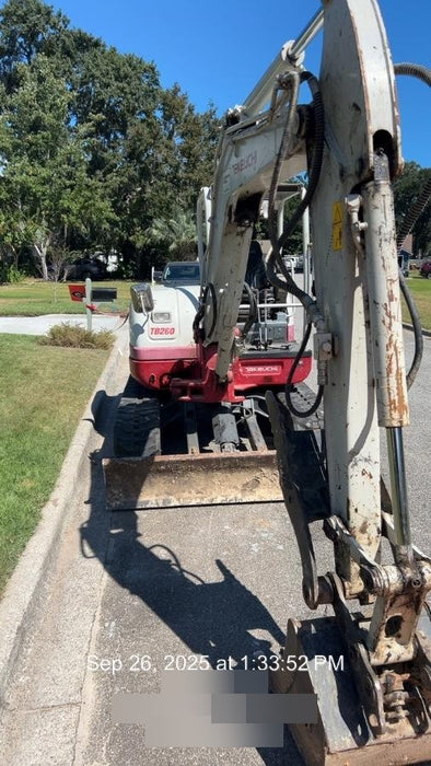 2019 Takeuchi TB260 Canopy, Standard Blade, Auxiliary hydraulics Manual QC, Hydraulic thumb, 12" ,18", 24" Bucket
