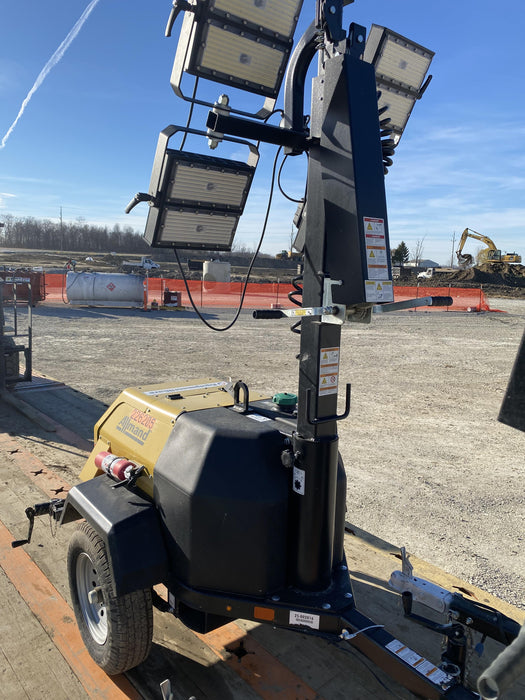 2022 Allmand NLV3GR (4) LED Light Fixture 350W, 23' Vertical Mast, 3kW Prime, Towable, Deep Sea L401, Leveling Jacks, Yanmar T4F 5.8hp