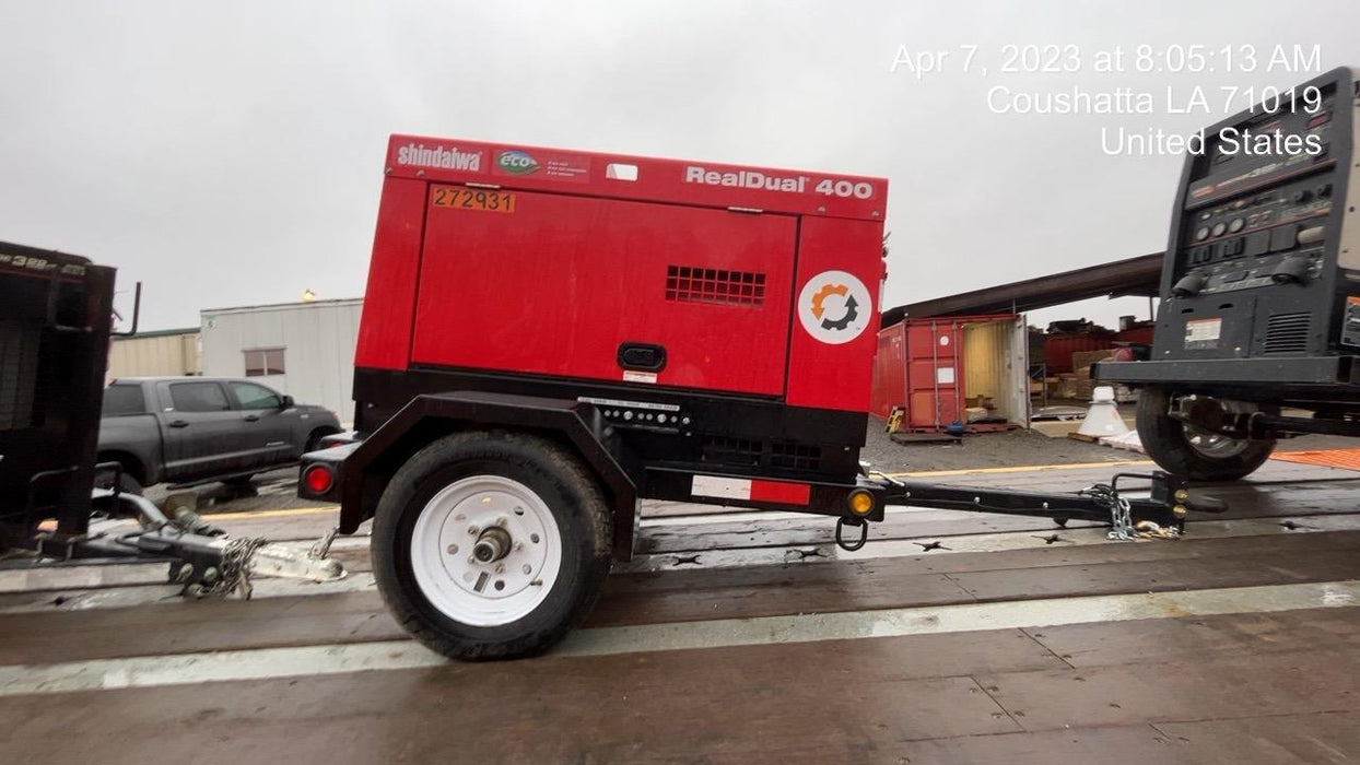 2022 Shindaiwa DGW400MDL Kubota D902 Engine, 23 HP, Dual Op Welder, Wire, Arc, Droop Stick, Tig, and CC Stick Functionality, Simulphase, 3 Phase and 1 Phase Gen Output, Single Axle NB Trlr, Slr Trckl Chrg 12V 12W, Fire Ext
