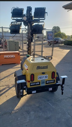 2022 Allmand NLV3GR (4) LED Light Fixture 350W, 23' Vertical Mast, 3kW Prime, Towable, ES Decals, T3