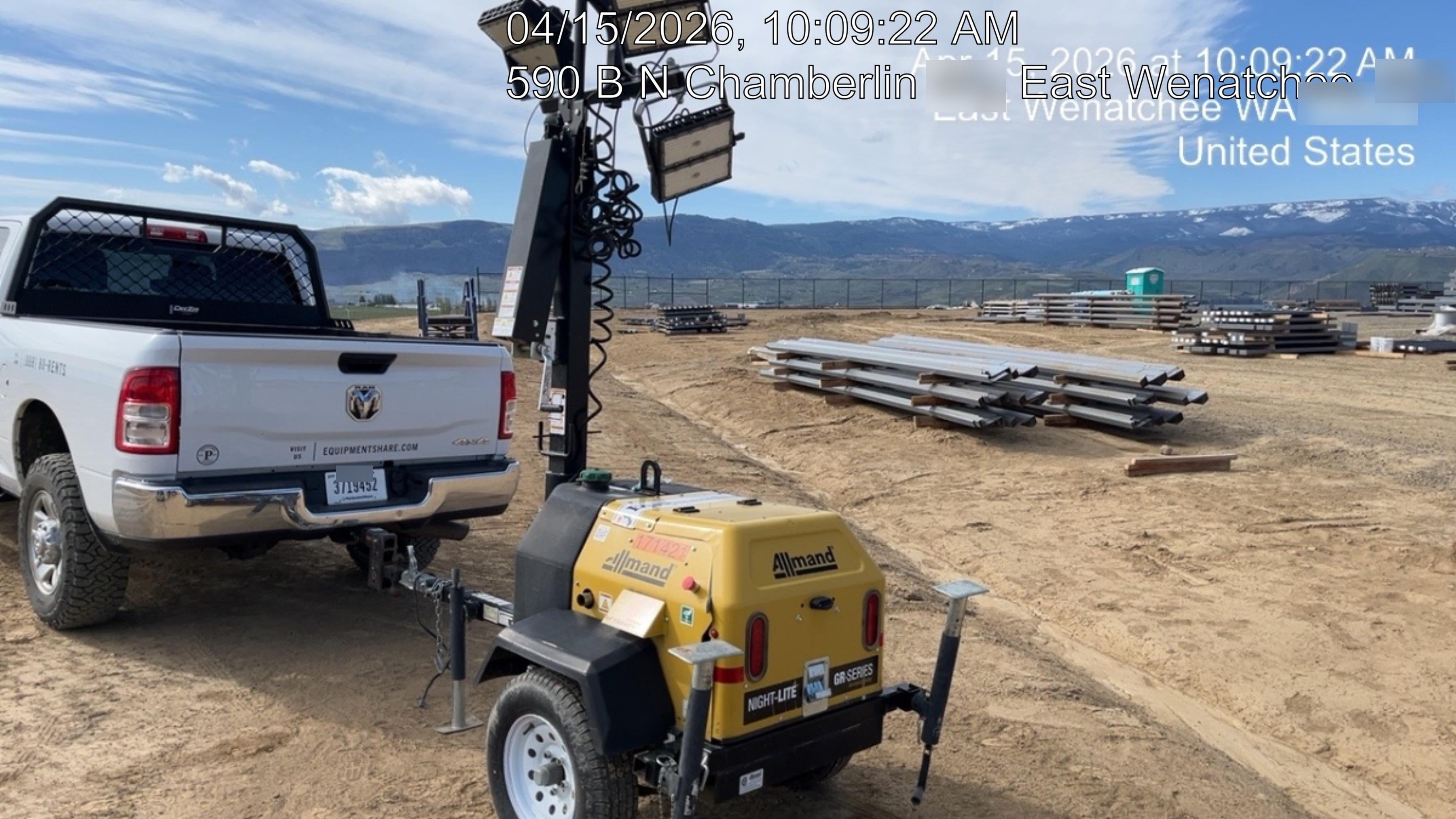 2021 Allmand NLV3GR (4) LED Light Fixture 350W, 23' Vertical Mast, 3kW Prime, Towable, Deep Sea L401, Leveling Jacks, Yanmar T4F 5.8hp