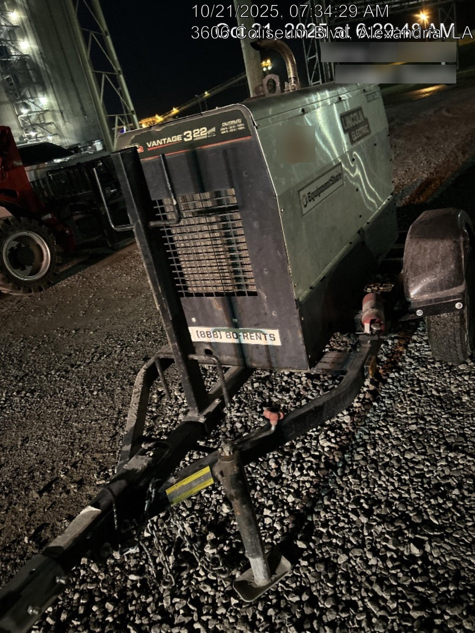 2019 Lincoln Electric Vantage 322 Welder Ready-Pak 3, Two wheel trailer, Fender and Light kit, Cable Rack