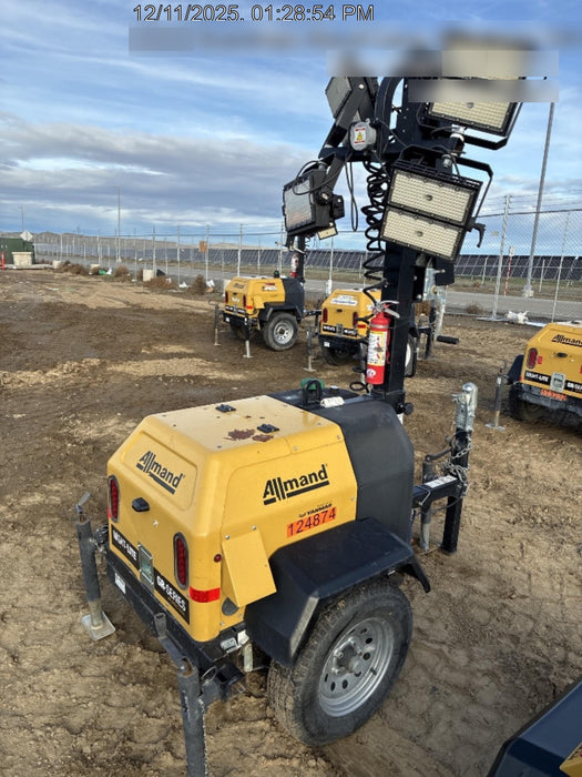 2020 Allmand NLV3GR (4) LED Light Fixture 350W, 23' Vertical Mast, 3kW Prime, Towable, Deep Sea L401, Leveling Jacks, Yanmar T4F 5.8hp