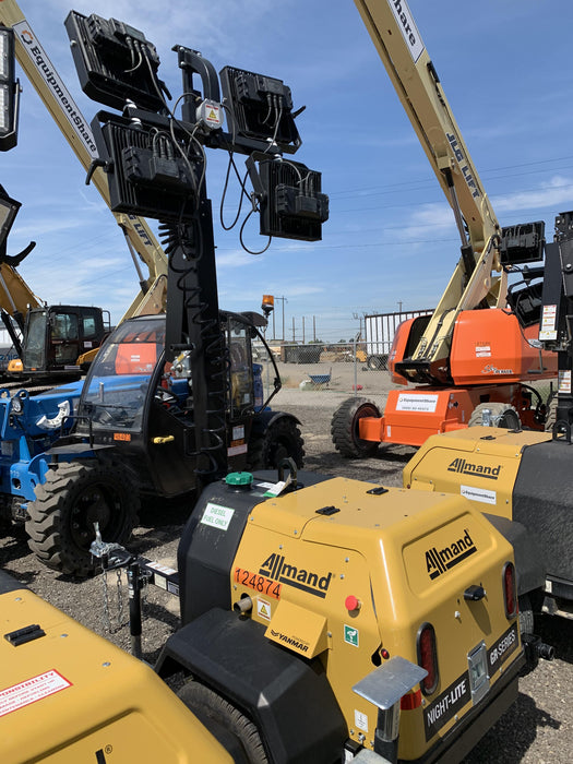 2020 Allmand NLV3GR (4) LED Light Fixture 350W, 23' Vertical Mast, 3kW Prime, Towable, Deep Sea L401, Leveling Jacks, Yanmar T4F 5.8hp