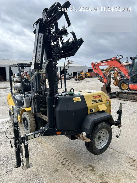2022 Allmand NLV3GR (4) LED Light Fixture 350W, 23' Vertical Mast, 3kW Prime, Towable, Deep Sea L401, Leveling Jacks, Yanmar T4F 5.8hp