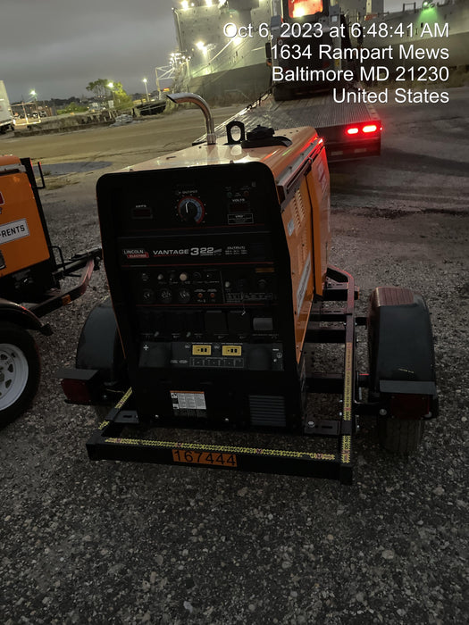 2021 Lincoln Electric Vantage 322 Vantage 322 Ready Pak 3 w/ Decals, ORANGE (includes trailer, cable rack, fender light kit) NO Telematics