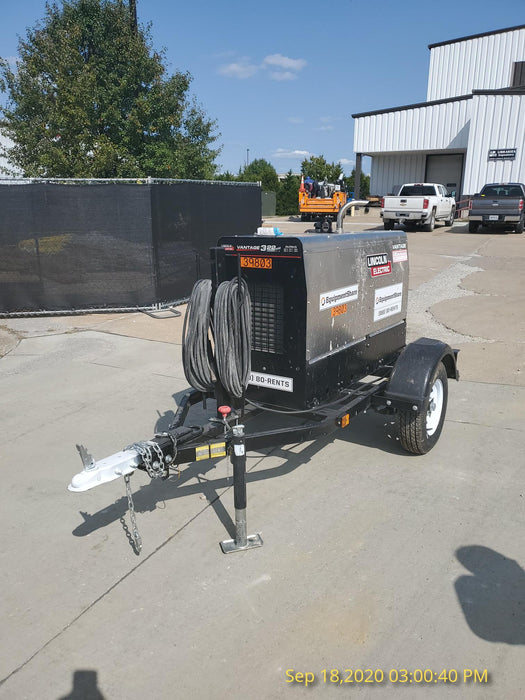 2019 Lincoln Electric Vantage 322 Welder Ready-Pak 3, Two wheel trailer, Fender and Light kit, Cable Rack