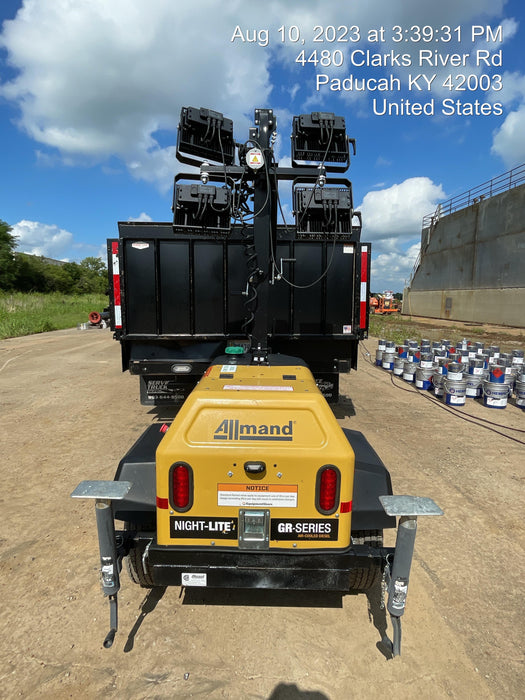 2021 Allmand NLV3GR (4) LED Light Fixture 350W, 23' Vertical Mast, 3kW Prime, Towable, Deep Sea L401, Leveling Jacks, Yanmar T4F 5.8hp