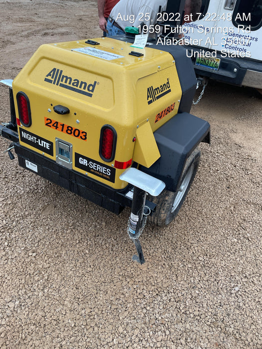 2022 Allmand NLV3GR (4) LED Light Fixture 350W, 23' Vertical Mast, 3kW Prime, Towable, Deep Sea L401, Leveling Jacks, Yanmar T4F 5.8hp