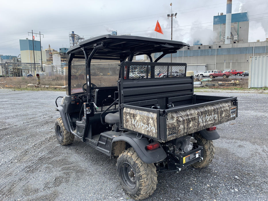 2020 Kubota RTV-X1140RL-A 4 seat diesel cart, plastic canopy, ATV tires, steel wheels, tinted windshield, strobe light, and backup alarm
