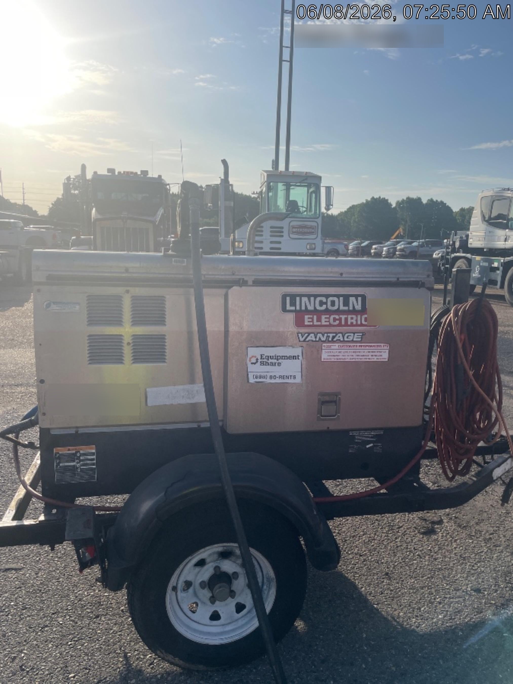 2019 Lincoln Vantage 322 Welder Ready-Pak 3, Two wheel trailer, Fender and Light kit, Cable Rack