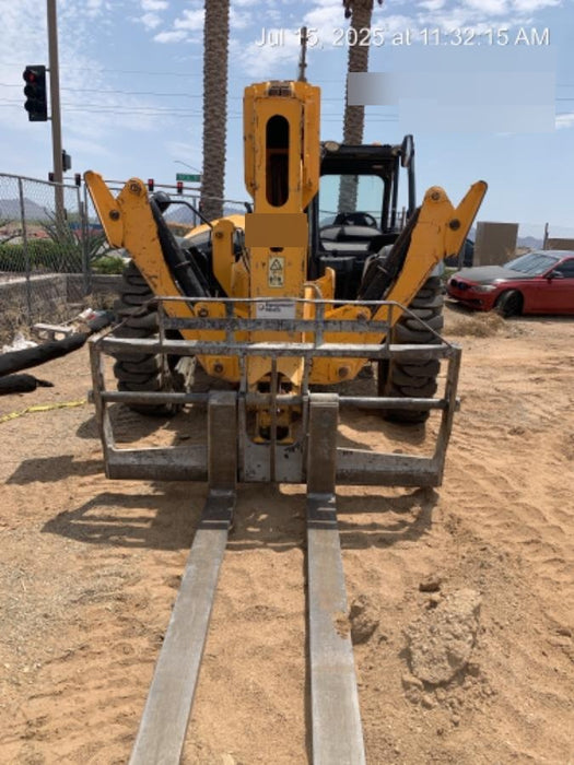 2019 JCB 510-56 74 HP w/Open ROPS, Beacon, Aux Hydraulics, Worklights, Solid Tires w/60" Carriage/Forks