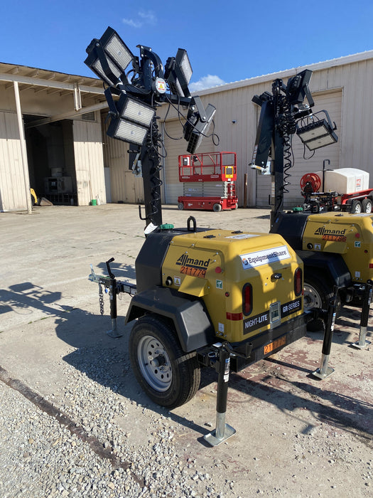 2022 Allmand NLV3GR (4) LED Light Fixture 350W, 23' Vertical Mast, 3kW Prime, Towable, Deep Sea L401, Leveling Jacks, Yanmar T4F 5.8hp