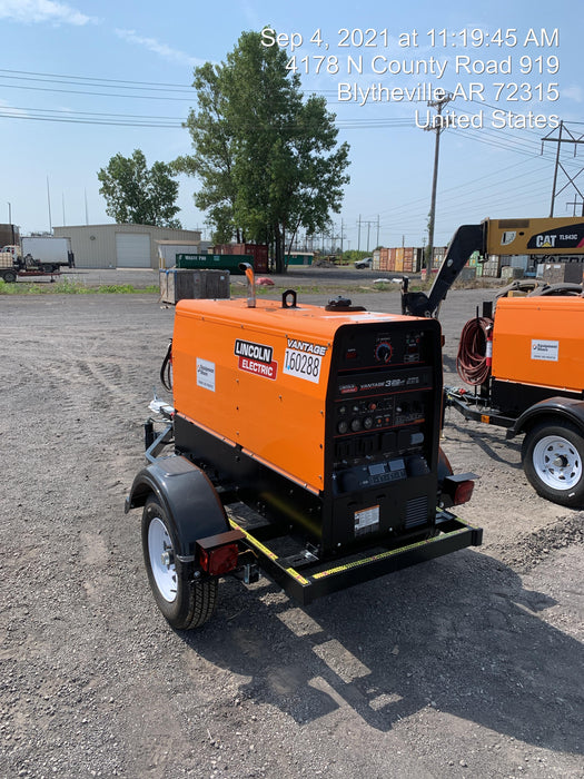 2021 Lincoln Electric Vantage 322 Vantage 322 Ready Pak 3 w/ Decals, ORANGE (includes trailer, cable rack, fender light kit) NO Telematics