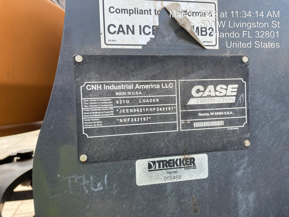 2018 Case 621G CLOSED CAB, JRB 416 STYLE HYD COUPLER