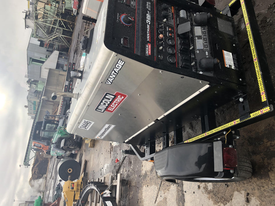 2019 Lincoln Electric Vantage 322 Welder Ready-Pak 3, Two wheel trailer, Fender and Light kit, Cable Rack