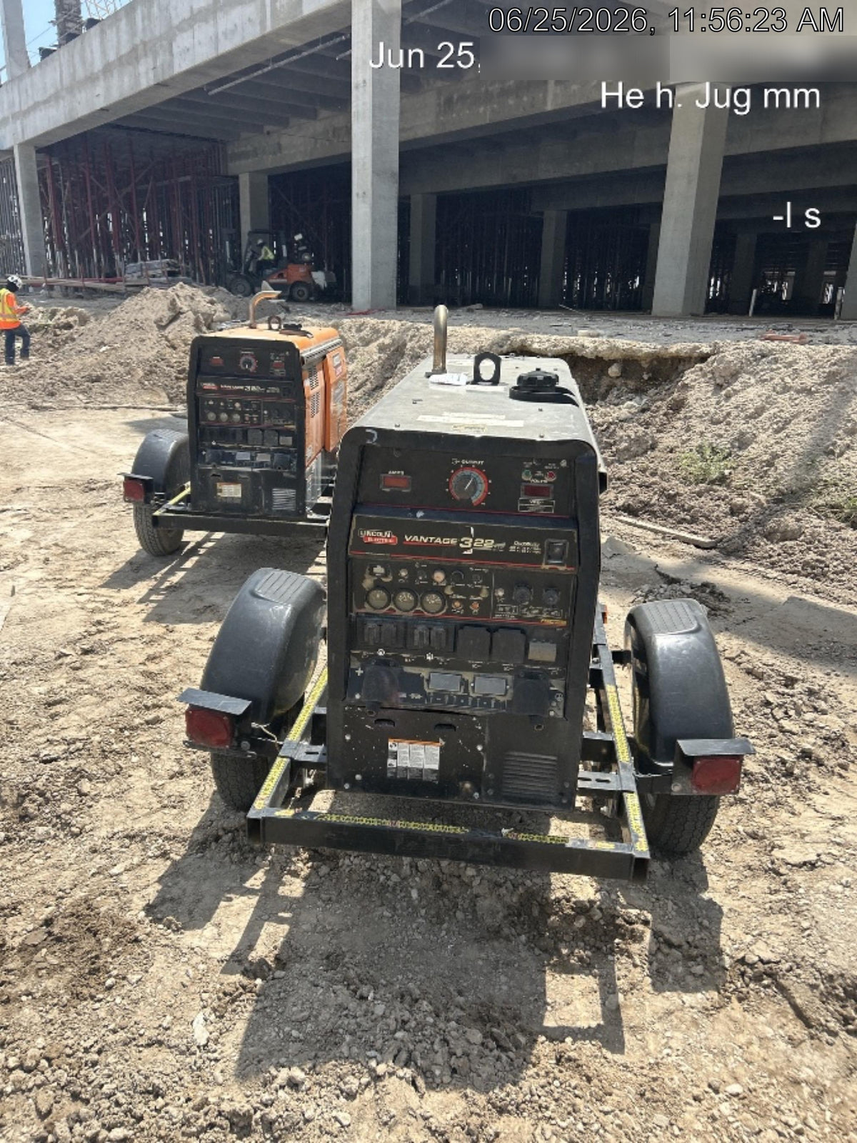 2019 Lincoln Electric Vantage 322 Welder Ready-Pak 3, Two wheel trailer, Fender and Light kit, Cable Rack