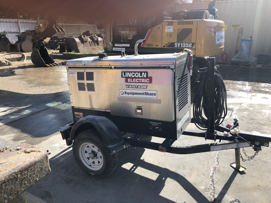 2019 Lincoln Electric Vantage 322 Welder Ready-Pak 3, Two wheel trailer, Fender and Light kit, Cable Rack