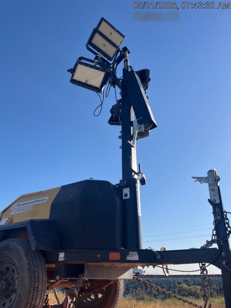 2021 Allmand NLV3GR (4) LED Light Fixture 350W, 23' Vertical Mast, 3kW Prime, Towable, Deep Sea L401, Leveling Jacks, Yanmar T4F 5.8hp