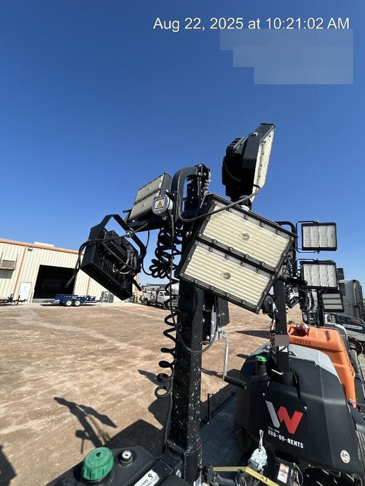 Allmand NLV3GR (4) LED Light Fixture 350W, 23' Vertical Mast, 3kW Prime, Towable, Deep Sea L401, Leveling Jacks, Yanmar T4F 5.8hp