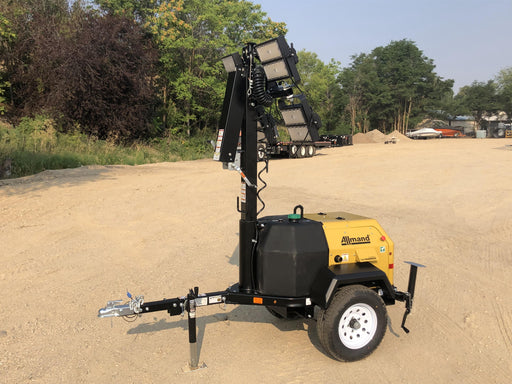 2021 Allmand NLV3GR (4) LED Light Fixture 350W, 23' Vertical Mast, 3kW Prime, Towable, Deep Sea L401, Leveling Jacks, Yanmar T4F 5.8hp