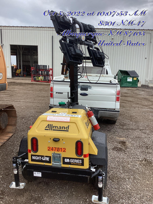 2022 Allmand NLV3GR (4) LED Light Fixture 350W, 23' Vertical Mast, 3kW Prime, Towable, ES Decals, T3