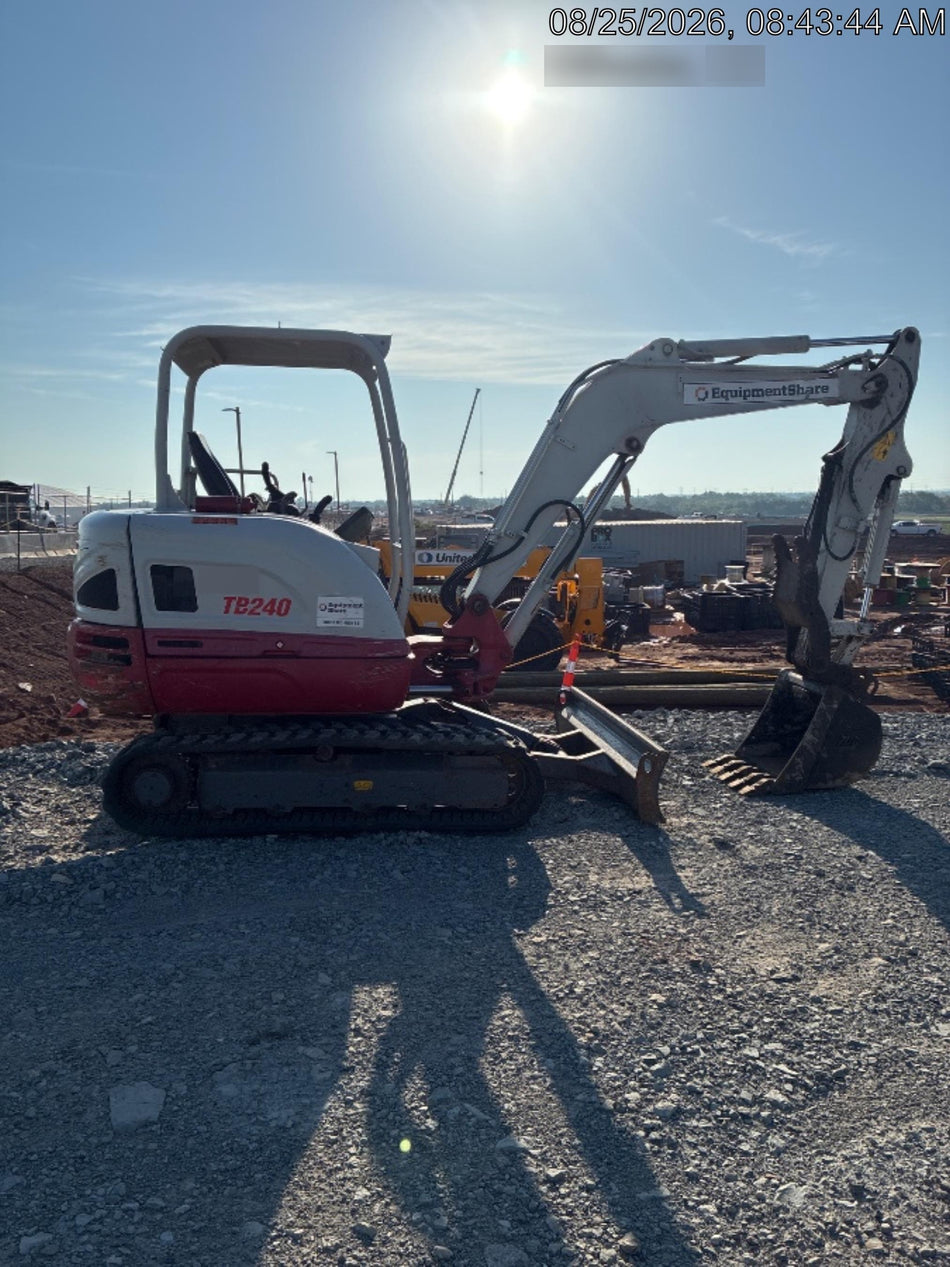 2019 Takeuchi TB240 Takeuchi TB240 Canopy w/Rubber Tracks, Auxiliary Hydraulics, Manual QC, Hydraulic Thumb, 12/18/24" Buckets