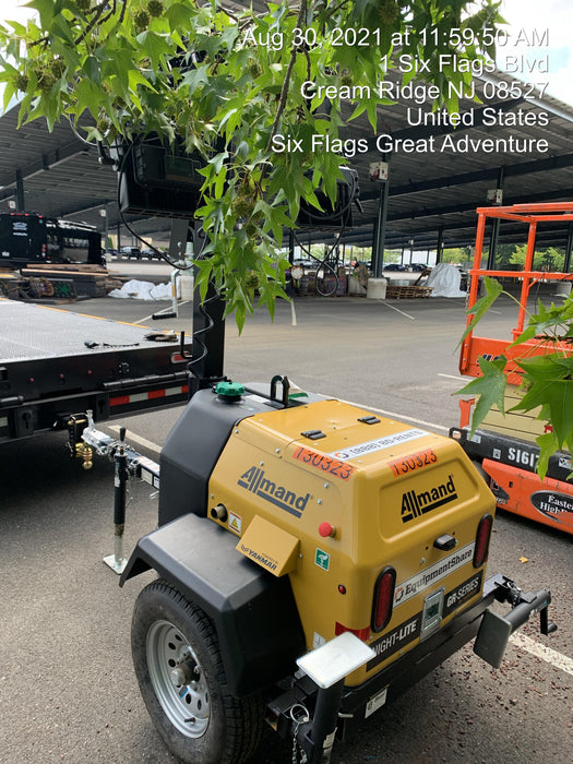 2021 Allmand NLV3GR (4) LED Light Fixture 350W, 23' Vertical Mast, 3kW Prime, Towable, Deep Sea L401, Leveling Jacks, Yanmar T4F 5.8hp