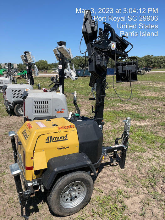 2022 Allmand NLV3GR (4) LED Light Fixture 350W, 23' Vertical Mast, 3kW Prime, Towable