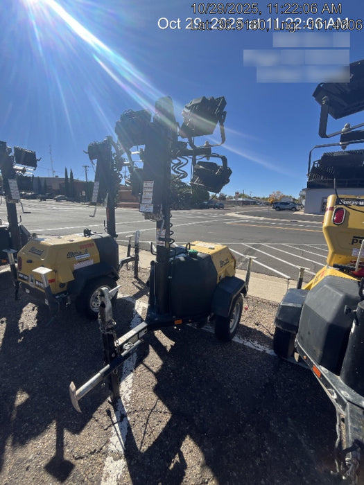 2022 Allmand NLV3GR (4) LED Light Fixture 350W, 23' Vertical Mast, 3kW Prime, Towable, Deep Sea L401, Leveling Jacks, Yanmar T4F 5.8hp