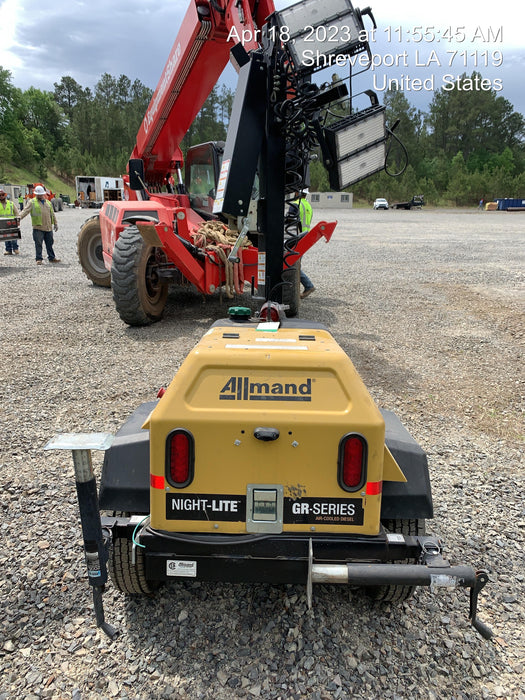 2022 Allmand NLV3GR (4) LED Light Fixture 350W, 23' Vertical Mast, 3kW Prime, Towable, Deep Sea L401, Leveling Jacks, Yanmar T4F 5.8hp