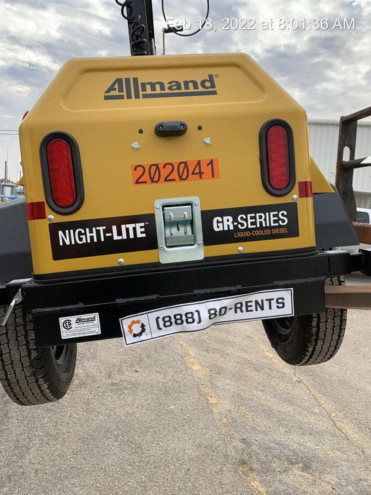 2022 Allmand NLV3GR (4) LED Light Fixture 350W, 23' Vertical Mast, 3kW Prime, Towable, Deep Sea L401, Leveling Jacks, Yanmar T4F 5.8hp