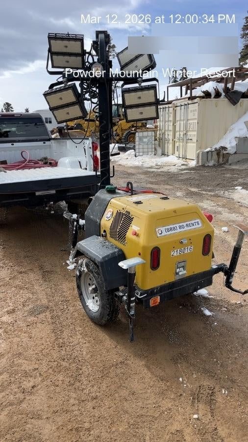 2022 Allmand NLV3GR (4) LED Light Fixture 350W, 23' Vertical Mast, 3kW Prime, Towable, Deep Sea L401, Leveling Jacks, Yanmar T4F 5.8hp