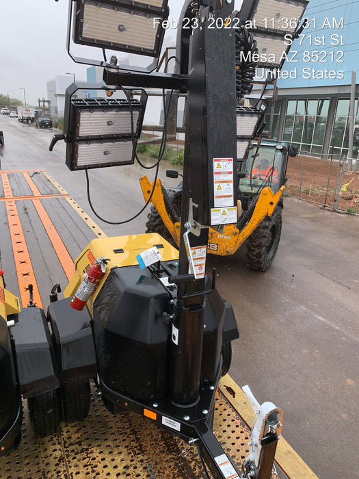 2021 Allmand NLV3GR (4) LED Light Fixture 350W, 23' Vertical Mast, 3kW Prime, Towable, Deep Sea L401, Leveling Jacks, Yanmar T4F 5.8hp