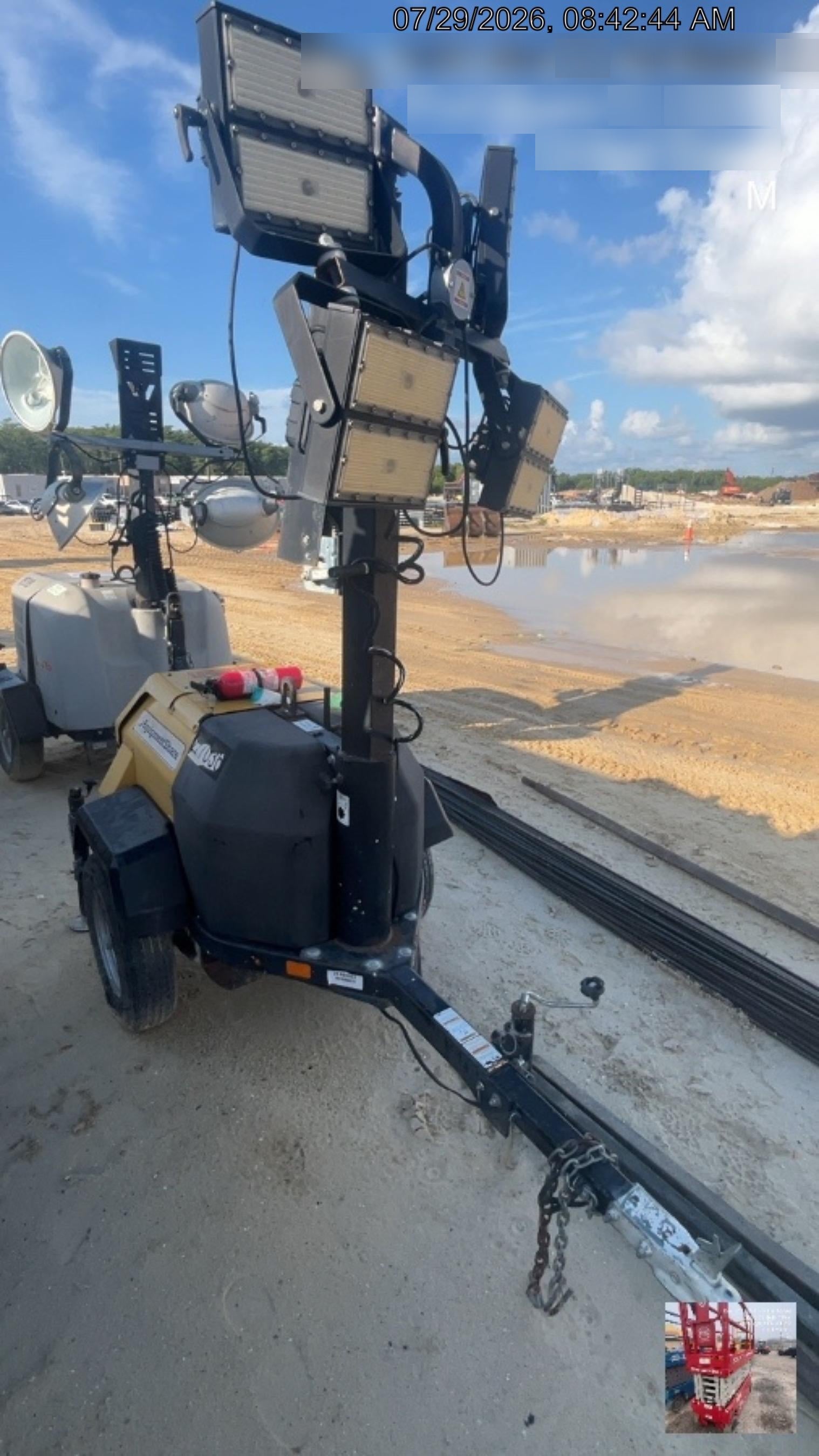 2022 Allmand NLV3GR (4) LED Light Fixture 350W, 23' Vertical Mast, 3kW Prime, Towable, Deep Sea L401, Leveling Jacks, Yanmar T4F 5.8hp
