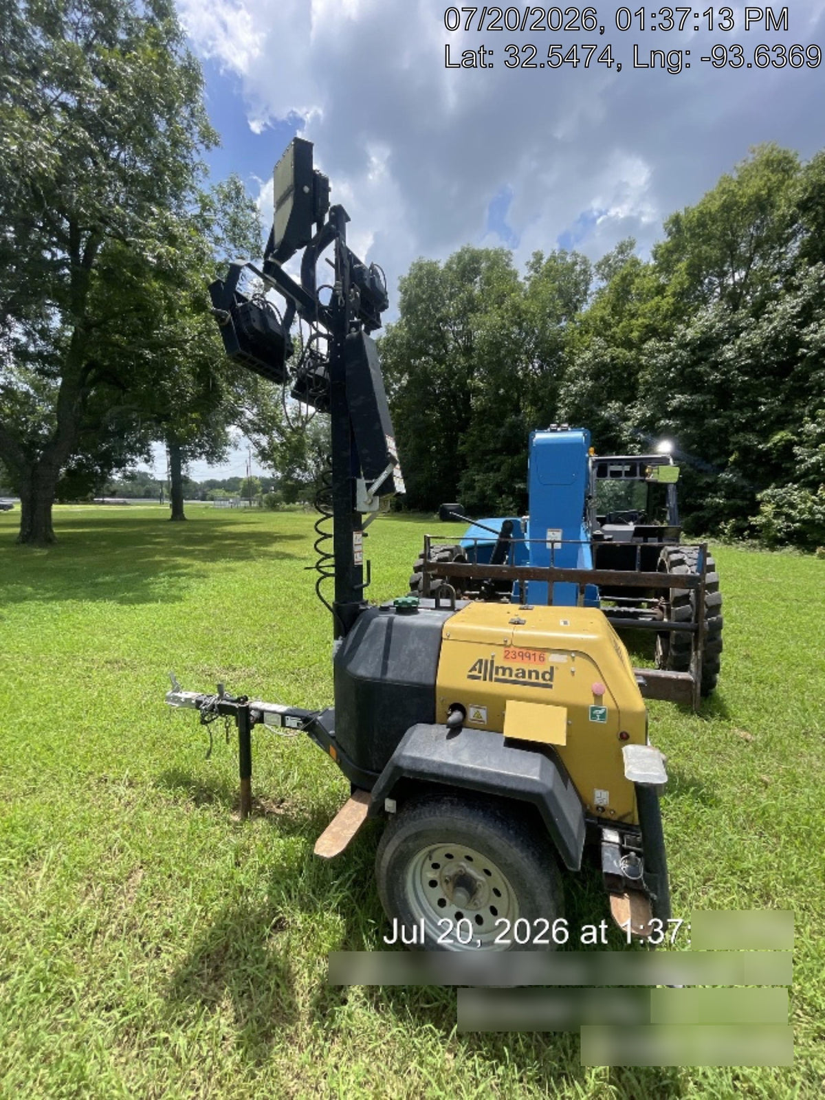 2022 Allmand NLV3GR (4) LED Light Fixture 350W, 23' Vertical Mast, 3kW Prime, Towable, Deep Sea L401, Leveling Jacks, Yanmar T4F 5.8hp