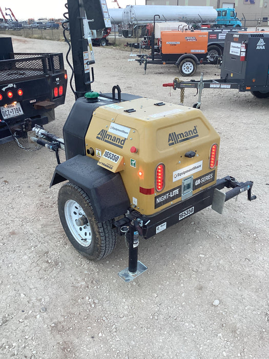 2021 Allmand NLV3GR (4) LED Light Fixture 350W, 23' Vertical Mast, 3kW Prime, Towable, Deep Sea L401, Leveling Jacks, Yanmar T4F 5.8hp